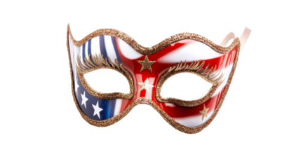 Sparkling Patriotic Masquerade Mask with Glitter Accents