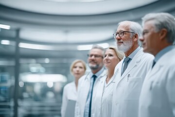 Fototapeta premium A group of dedicated medical professionals working in a modern, wellequipped laboratory setting