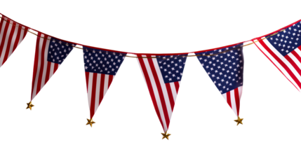 Decorative bunting with US flag design and golden stars