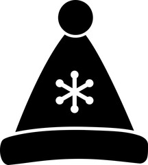 Winter Christmas hat black silhouette icon isolated.
Simple shape holiday santa claus hat silhouette design.
Transparent background. SVG.