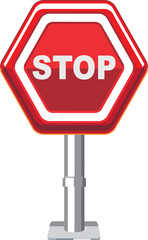 Stop With Red Color Traffic Sign Vector Design