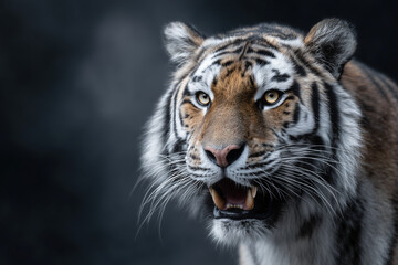 Naklejka premium An intimidating tiger portrait looking into the distance
