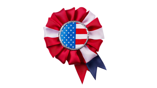 Ribbon rosette with American flag emblem