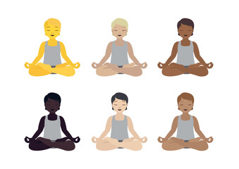 person doing yoga lotus sitting wellness meditation emoji symbol sign icon vector illustration isolated flat