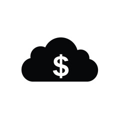 Black cloud icon with white dollar sign inside symbolizing financial services
