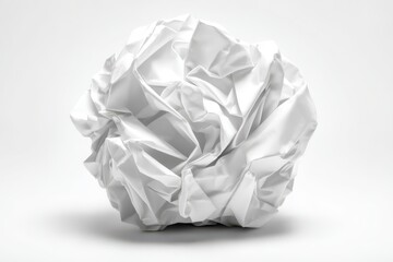 Crumpled White Paper Ball on White Background, Abstract Texture