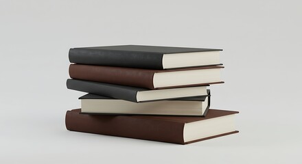 A stack of hardcover books with black and brown covers, representing the concept of traditional knowledge and learning.