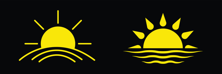 Sun and Moon icon, vector. Moon and stars silhouette. Sun and moon flat icon. Shining Sun and crescent Moon. Sun and moon icon with stroke line. Day and night icon set. sun, sunset, moon icon set. 