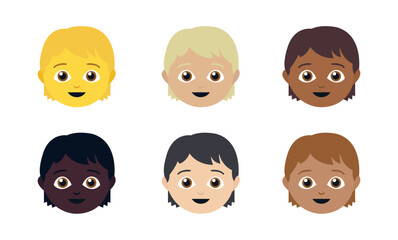 Child kid head face cute funny children emoji symbol sign icon vector illustration isolated flat
