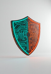 Cyber Security Shield: A striking visual representation of cyber security featuring a shield design and intricate circuit board patterns, symbolizing robust digital protection and data defense.