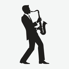 Naklejka premium silhouette jazz musician movements vector illustration.