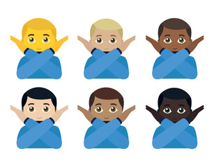 Person Gesturing No Hands Crossed X No can Do - No Good - Nope - No Deal - emoji symbol sign icon vector illustration isolated flat