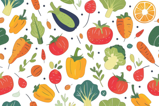 Vibrant, colorful vegetable pattern - Powered by Adobe