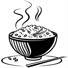 vector illustration of a Steaming Bowl of Rice