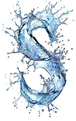 Frozen letter "S" in icy water splashes