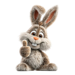 Obraz premium Happy cartoon rabbit giving a thumbs up in a bright, cheerful setting during a sunny day