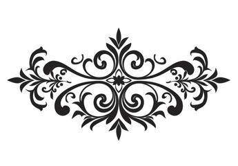 Ornate, symmetrical design with scrolling floral patterns, centered on a dark background.  Intricate details of leaves, swirls, and small blossoms create a decorative flourish