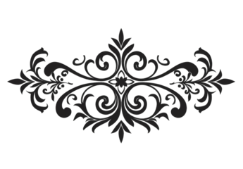 Ornate, symmetrical design with scrolling floral patterns, centered on a dark background.  Intricate details of leaves, swirls, and small blossoms create a decorative flourish