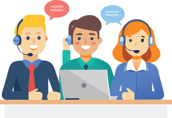 Obraz premium Mixed Team customer support illustration 