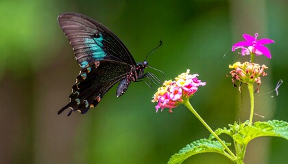Fototapeta premium Butterfly on flowers in daylight