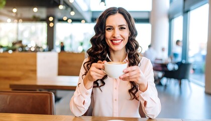 Woman enjoying coffee in cafe