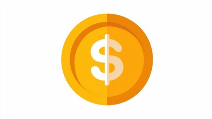 Obraz premium Golden Coin with Dollar Sign, Isolated on White Background.