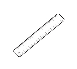 Minimalist straight ruler icon in black outline style, perfect for measurement and design concepts