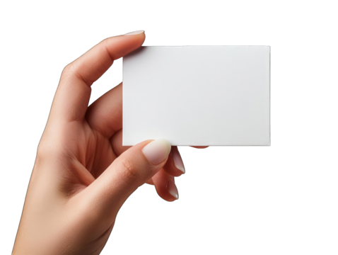 A hand holds a blank white business card (2)
