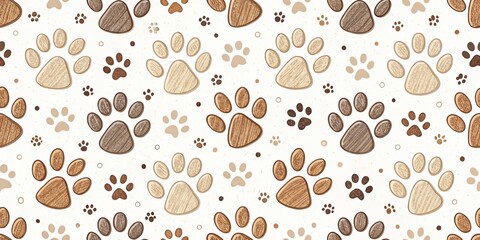 Obraz premium Dog Paw Prints Seamless Pattern, Animal , Background