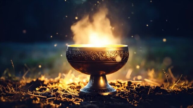 A mysterious light rising from a golden chalice