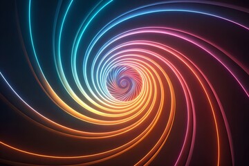 Obraz premium Neon Spiral Tunnel With Vibrant Gradient Colors vortex swirl