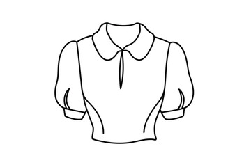 Minimalist line drawing a short sleeve collared blouse clothing fashion