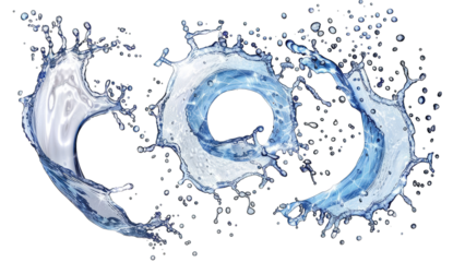 Two swirling, interconnected water splashes