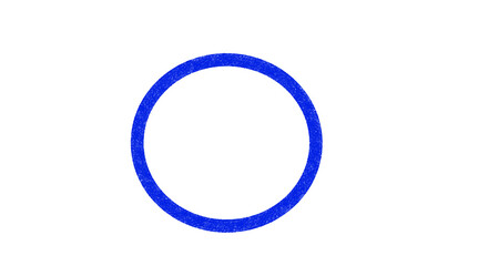 Blue perfect circle outline icon for decorative design accents and creative highlights on transparent background