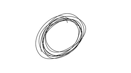 Fototapeta premium Black hand-drawn multiple line circle scribble for creative design accents and decorative highlights on transparent background