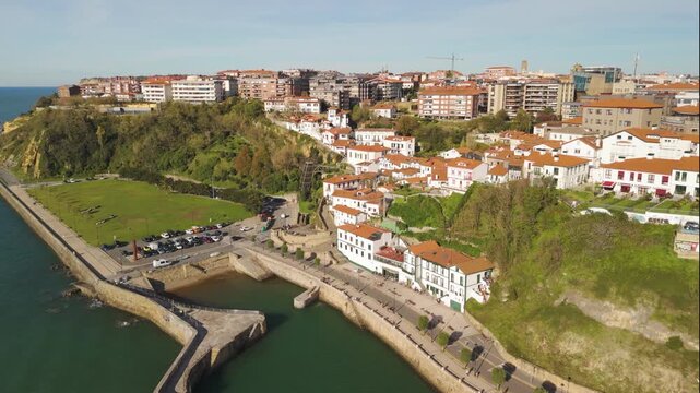 Sunny Day Aerial View of Algorta's Charming Casco Viejo