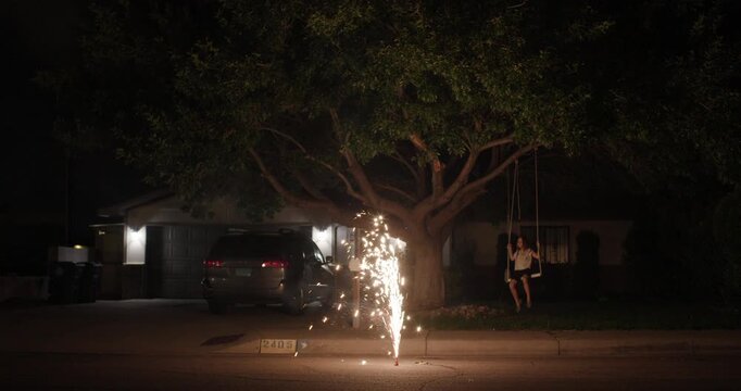 4th of July Firework Fountain WIth Kid