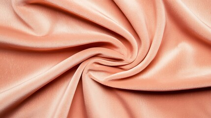 A close-up of soft, smooth fabric in a gentle peach color, showcasing elegant folds and textures.