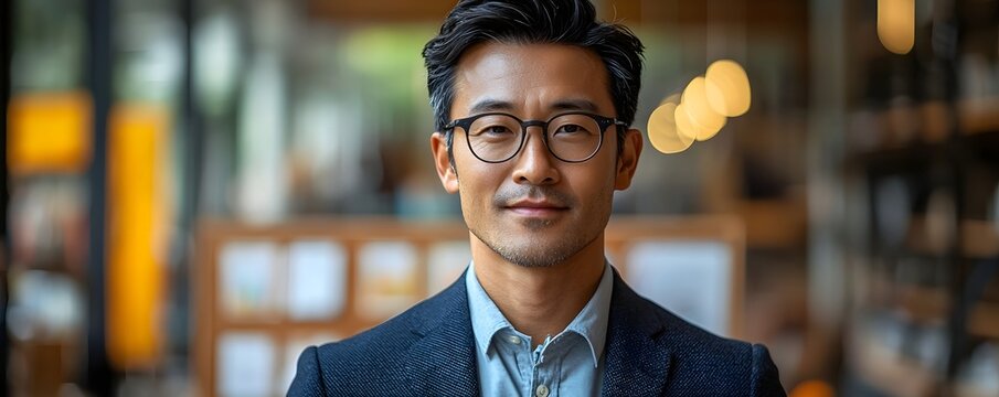 Formal attired Asian leader planning for children s welfare