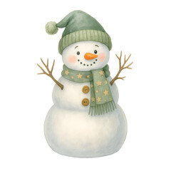 Cute Watercolor Snowman &ndash; Adorable Winter Christmas Character 
