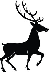 Majestic stag silhouette isolated on white background