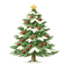 Fototapeta premium Watercolor Christmas Tree – Festive Holiday Decoration
