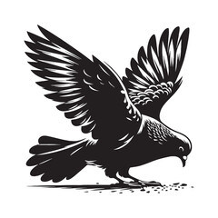 Modern Dove Silhouette – Dove Vector Design with Timeless Appeal – Black Vector of Dove

