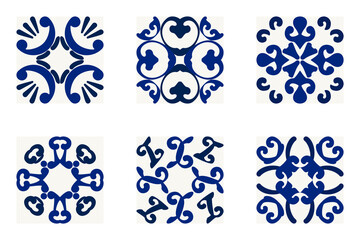 Elegant blue tile patterns with symmetrical floral and geometric motifs, inspired by Mediterranean and Moroccan designs. Perfect for backgrounds, prints, wallpapers, and surface decoration.

