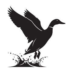 Smooth Duck Silhouette – Duck Vector Design for Minimal and Elegant Artwork – Black Vector of Duck

