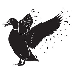 Clean Duck Silhouette – Duck Vector Template for Artistic and Print Use – Black Vector of Duck

