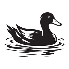 Classic Duck Silhouette – Duck Vector Outline for Creative Digital Artwork – Black Vector of Duck

