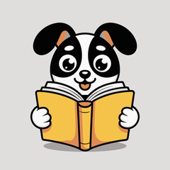 Cute Corgi Reading Book – Adorable Cartoon Dog with Glasses

