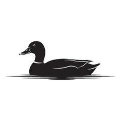 Elegant Duck Silhouette – Duck Vector Artwork for Wetland-Themed Graphics – Black Vector of Duck

