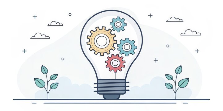 Light Bulb Gears Idea, Innovation, Concept